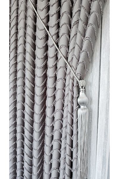 Yuka Linen Textured Bearded Smoked Board Background Curtain Luxury Heavy Weight Single Wing 1/3 Frequently Pleated