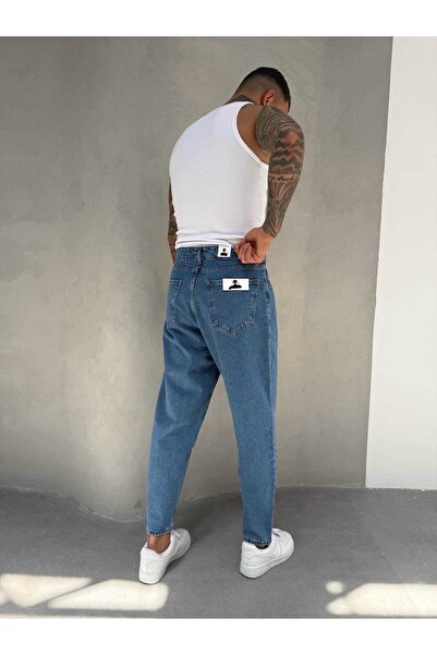 Denim Shorty Boyfriend Koyu Mavi Pileli Kot Pantolon