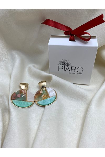 Piaro Collection Water Green Round Earrings