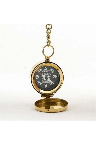 SİMYA TİCARET Brass Compass Keychain Model 3