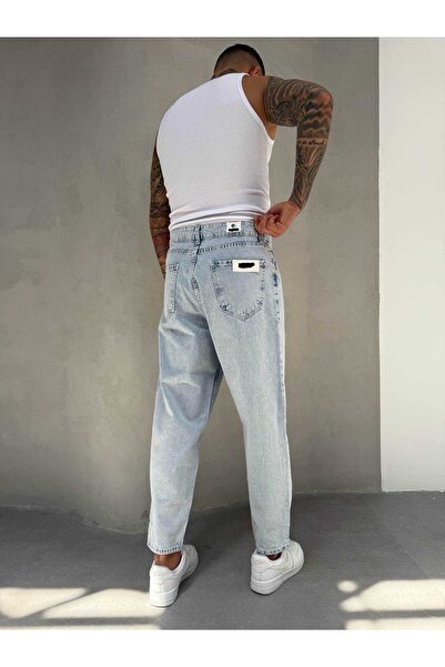 Denim Shorty Boyfriend Buz Mavisi Pileli Kot Pantolon