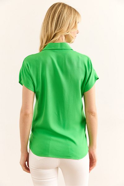 Olalook Women's Grass Green Bat Viscose Shirt Gml-19000617