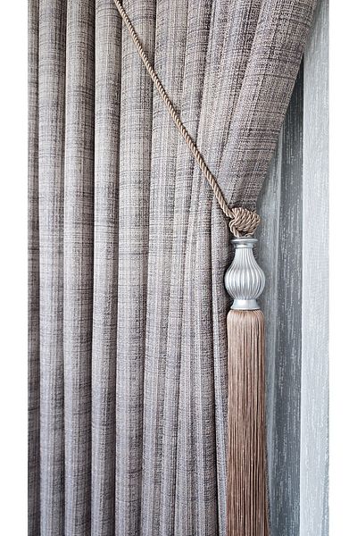 Yuka Linen Textured Gray Lurex Multicolor Smoked Panel Background Curtain Heavy Weight Single Wing Frequently Pleated