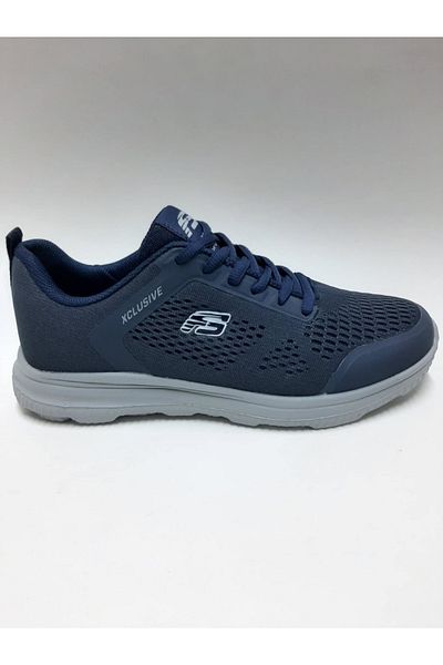 Forza Dark Blue Lace-Up Knitwear Cloth Light Sports Walking Shoes Men's Shoes