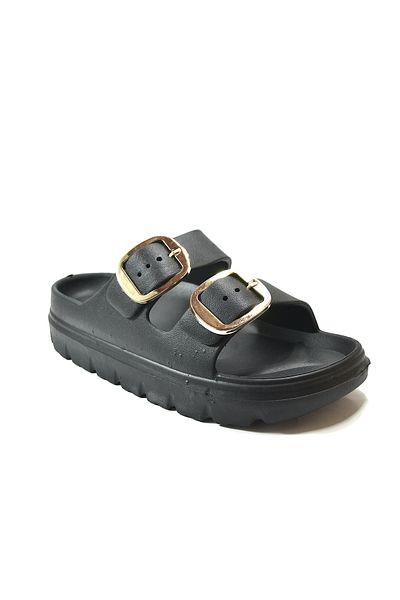 Onlo Ayakkabı Onlo Shoes BY.881 Papuci de damă cu talpă anatomică groasă cu cataramă dublă