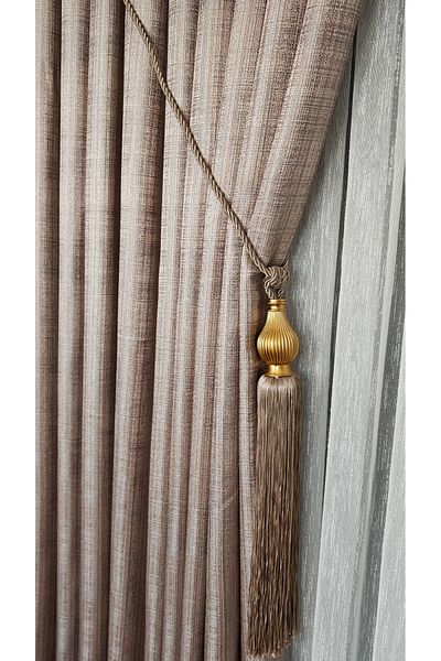 Yuka Linen Textured Gray Lurex Multicolor Mink Gray Panel Background Curtain Heavy Weight Single Wing Frequently Pleated