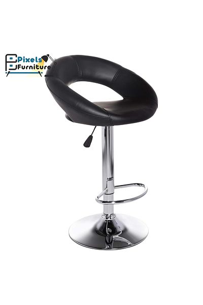 PixelsFurniture Set of 2 Pixel Furniture Bar Stools Adjustable Modern Design Swivel Leather Backrest Footrest