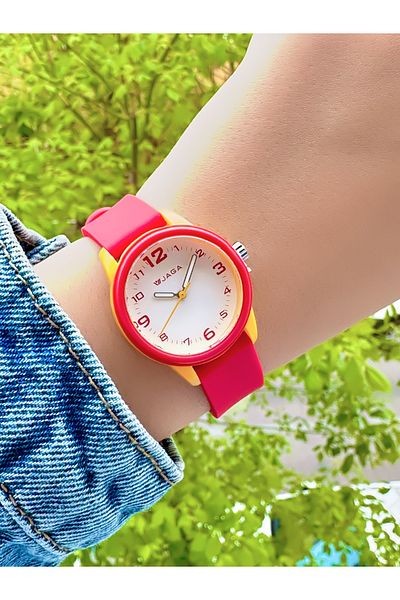 Jaga 10 Atm Waterproof Silicone Cord Children's Wristwatch (Suitable for Use in the Sea and Pool)