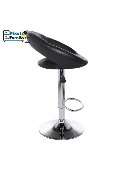 PixelsFurniture Set of 2 Pixel Furniture Bar Stools Adjustable Modern Design Swivel Leather Backrest Footrest