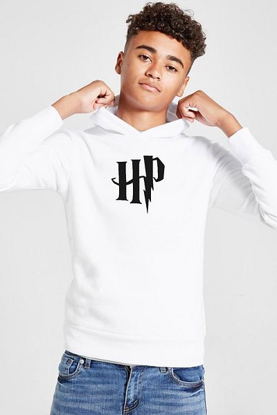 Tshirthane Hanorac alb cu glugă pentru copii cu logo HP