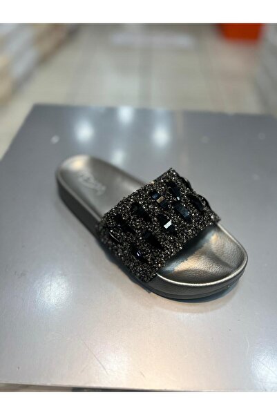 Hacıoğlu Ayakkabı Pienn Silvery Stone Women's Flat Slippers