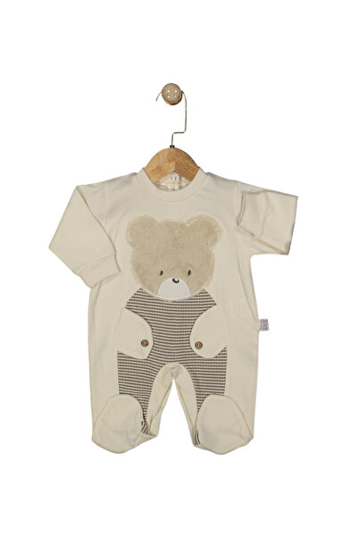 Baby s Breath Flower Bear Patterned Unisex Baby Jumpsuit 100% Cotton 0-3-6 Months Baby Girl-Boy Clothes