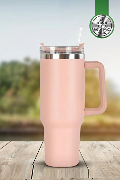 Marsilyan كوب ترمس فولاذي مع ماصة 1.2 لتر - يناسب حامل الأكواب في السيارة - 8...