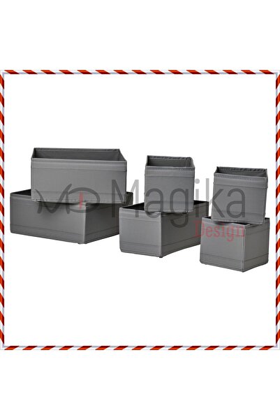 Magika Design مجموعة صناديق Md Skubb، منظم أدراج، منظم، رمادي غامق، 6 قطع