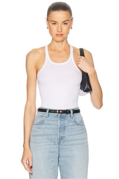 zaccana z Women's Round Neck Double Layer Zero Sleeve Bodysuit