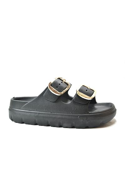 Onlo Ayakkabı Onlo Shoes BY.881 Papuci de damă cu talpă anatomică groasă cu cataramă dublă