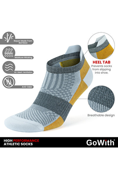 Go With Kadın Renkli 6'lı Bambu Spor Desenli Güçlendirilmiş Yıkamalı Dikişsiz Kısa Patik Yazlık Çorap 2152