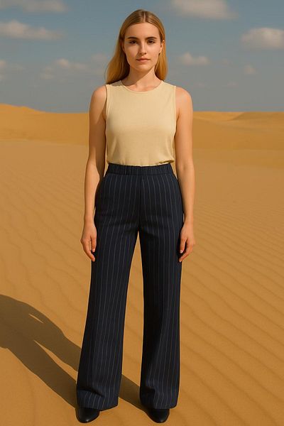HAKKE Striped Palazzo Pants with Pockets