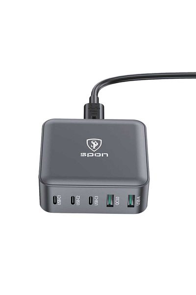 Spon شاحن بقوة 93 وات سريع الشحن لشحن الهواتف المحمولة واللابتوب مع 2 منفذ USB و3 منافذ تايب سي