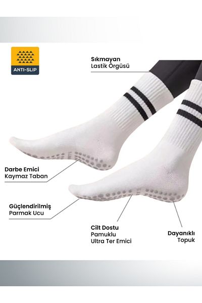 Bellanora Talpă din silicon anti-alunecare pentru femei, alb-negru, Pilates, yoga, fitness, dans, activitate, alergare, sport, tenis, șosete