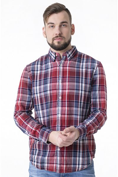 Guess Camasa Guess din bumbac cu guler button-down regular fit Rosu L INTL