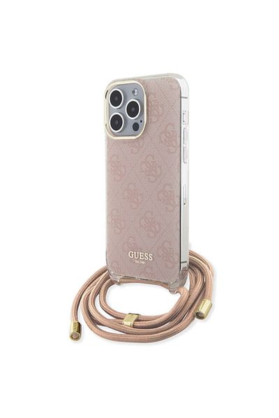 Guess Iphone 15 Pro Max Case With Cord, Crossbody Cord 4g Print, - Pink