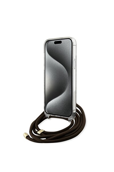 Guess Θήκη iPhone 15 Pro Max με Κορδόνι, Στάμπα Crossbody 4G, Guess - Καφέ