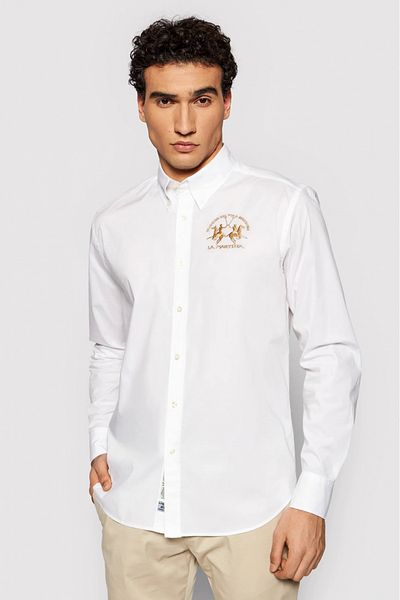 La Martina Camasa La Martina regular fit cu logo brodat CCMC01 Alb 4XL INTL