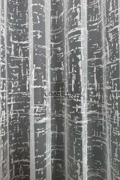 LisabellaHome Κουρτίνα από τούλι με γραμμικό γεωμετρικό σχέδιο που δεν χρειάζεται σιδέρωμα (επίπεδη ραφή χωρίς πιέτες)