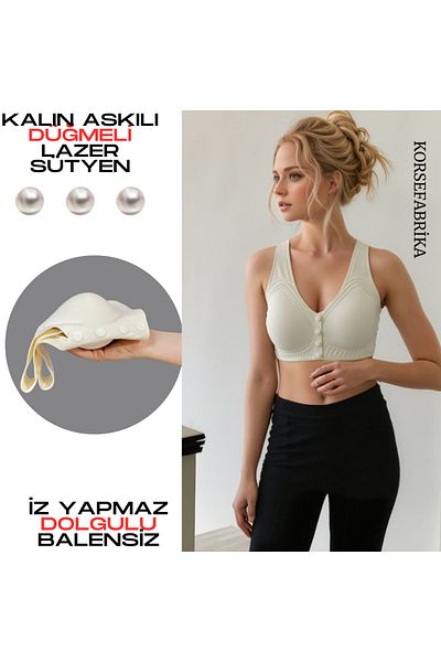 korsefabrika trend mood store Front Button Invisible Ghost Bra with Underwire Seamless Laser Removable Pads