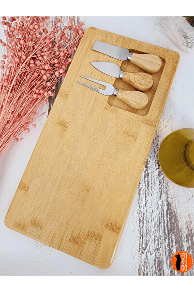 Home Decorative Cheese Presentation Board Breakfast Set with Bamboo 3 Knives