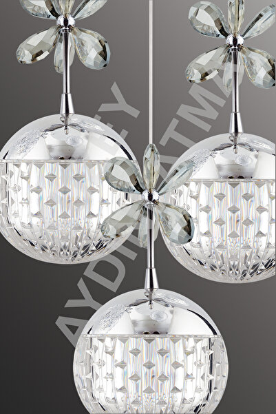 KUZEY AYDINLATMA Roma 3 Lü Siyah Krom Kumandalı 3 Renk Ledli Aydınlatma