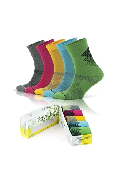 Go With 5'li Bambu Renkli Dikişsiz Koşu Spor Topuk Burun Güçlendirilmiş Nem Emici Fit Erkek Çorap Seti 3209