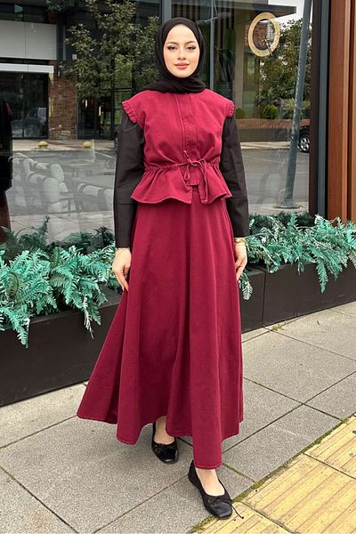 Ovn. Γιλέκο Gabardine Σετ - Claret Red