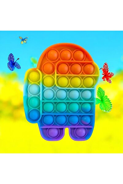 HOLLYHOME Pop It - Among Us Gökkuşağı Renk Duyusal Oyuncak Zihinsel Gelişim S...