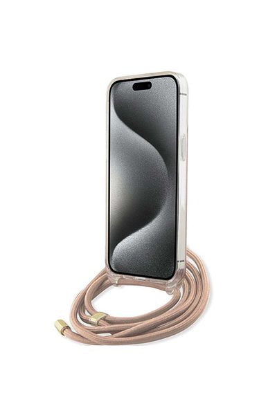 Guess Iphone 15 Pro Max Case With Cord, Crossbody Cord 4g Print, - Pink