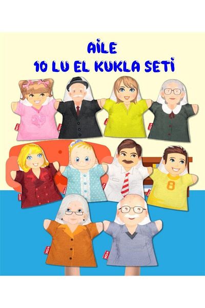 Tox 10 Piece Family Members Hand Puppet Set, Educational Toy
