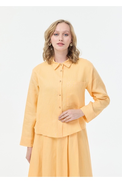 Armağan Λινή μπλούζα με λεπτομέρεια τσέπης