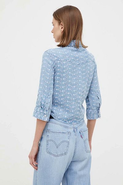 Guess Camasa Guess cu prindere frontala si dantela Sangallo Albastru M INTL