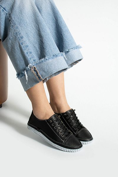 Getcho Pantofi de damă Endesa din piele naturală, negru, alb