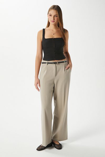 Ritnice Women's City Elastic Waist Poly Viscose Stone Woven Trousers