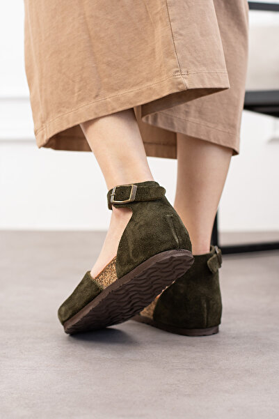 Uniqueqoop Genuine Leather Cork Sole Orthopedic Women's Ballerinas