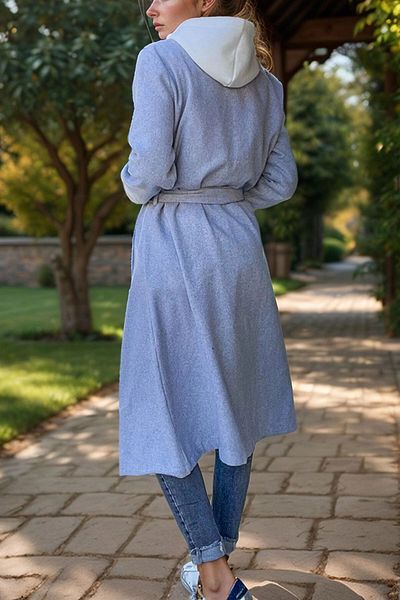 bacc Women's Gray Jacket Collar Belted Pocket Cashmere Coat Bcbsk-25700-3310
