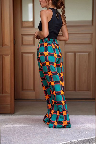 bacc Women's Emerald High Waist Loose Patterned Trousers Bcbsk-25700-3345