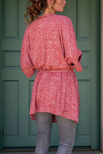 bacc Women's Burgundy Belted Pocket Loose Cardigan Bcbsk-25700-3307