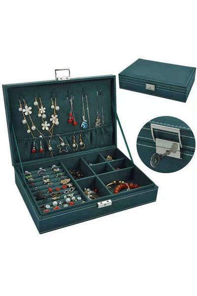 OEM Set Cutie bijuterii, Verde, cu cheita, accesoriu inclus Bratara energetica aromaterapie
