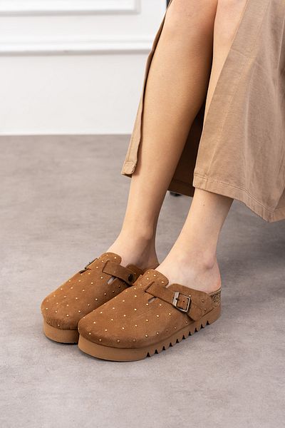 Uniqueqoop Oslo Genuine Leather Cork Sole Dropped Orthopedic High Eva Women's Slippers