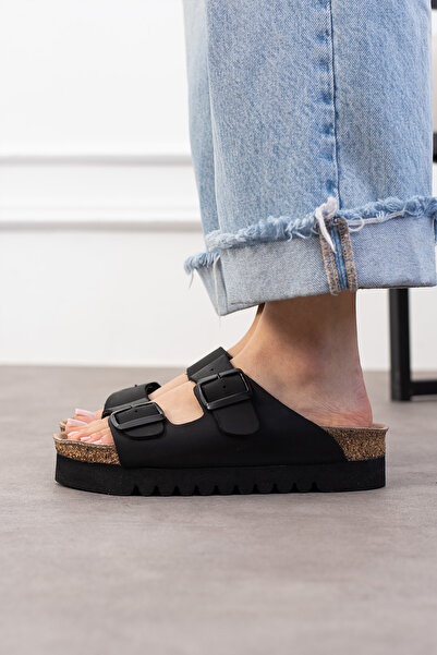 Uniqueqoop Tokyo Genuine Leather Cork Sole Orthopedic High Eva Women's Slippers