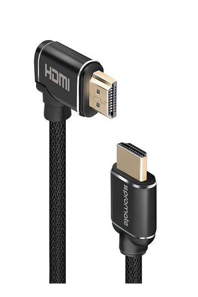 Promate HDMI Cable, High-Speed 90 Degree Right Angle 4K HDMI 3m with 3D Video Support and 24K Gold-P