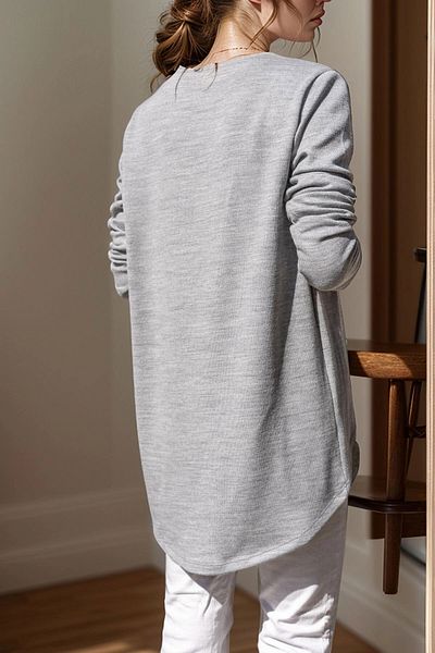 bacc Women's Gray Shawl Collar Asymmetrical Cut Buttoned Loose Cardigan Bcbsk-25700-3328